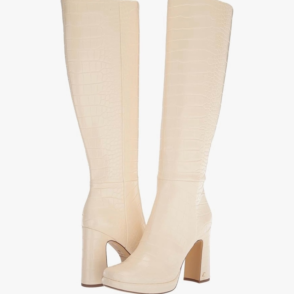 Circus by Sam Edelman Womens Freda Faux Leather Embossed Knee-High Boots